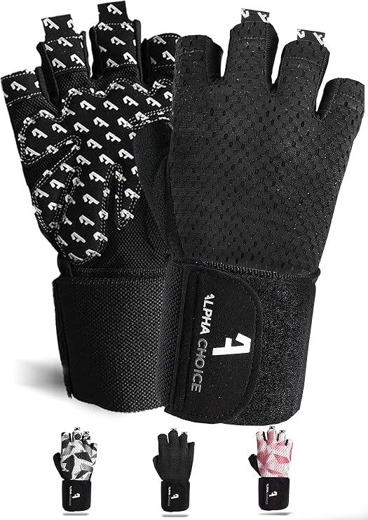 Alphachoice Performance Fitness Handschuhe Damen und Herren mit Handgelenkschutz - Trainingshandschuhe für Krafttraining, Bodybuilding, Gewichtheben | Schwarz Grau Rosa Camouflage