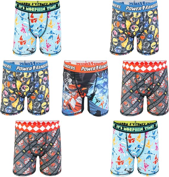 Power Rangers Boys' 100% Cotton 5-pk Brief and 7-pk Athletic Boxerbrief in Sizes 2
