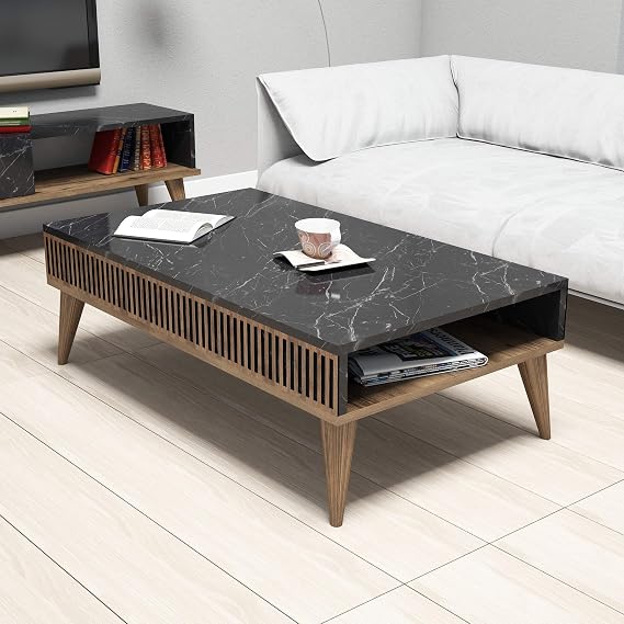 Variant Milan Coffee Table (Walnut/Black Marble)
