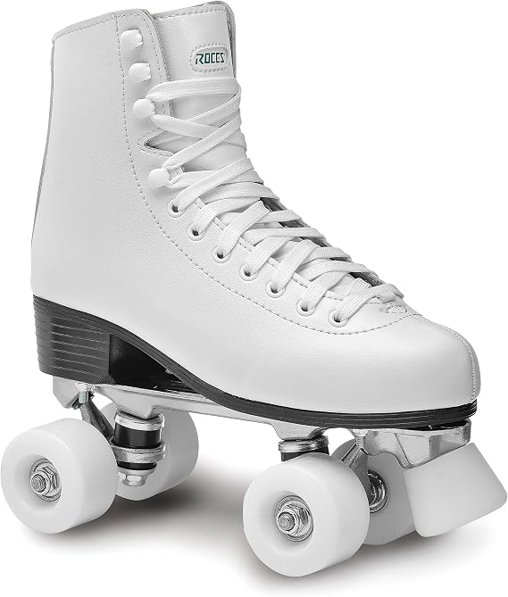 Roces RC2 Classic Roller Skates Artistic, Quad 4 Wheels Skating, for Man and Woman, Unisex, White