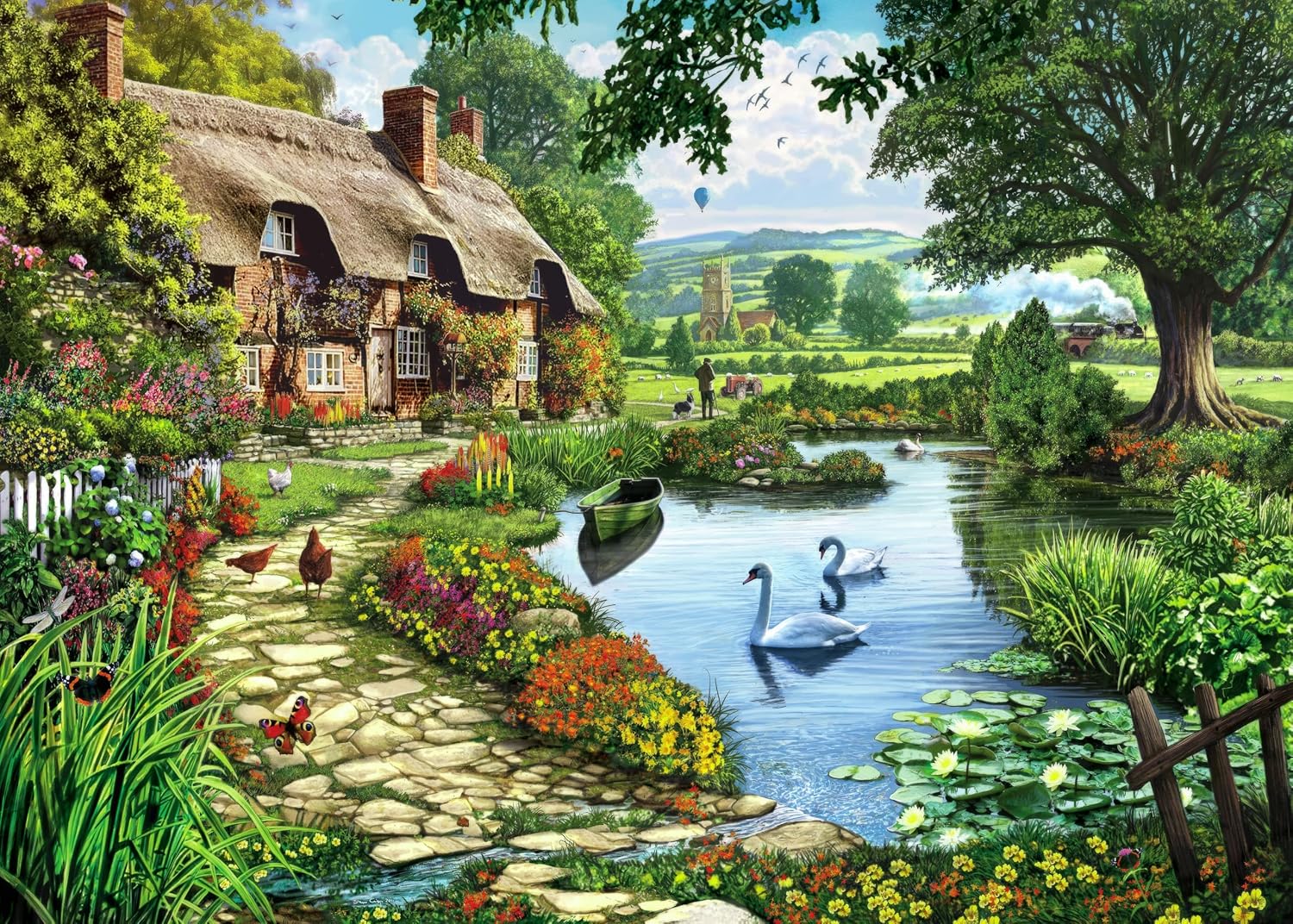 Jigsaw Puzzles for Adults 1000 Piece Swan Lake Residence 27.56 x 19.69 Inch Jigsaw Puzzles for Adults Educational Game Challenge Toy 1000 Piece Puzzle for Adult