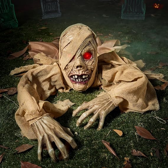 JOYIN Halloween Zombie Groundbreaker Outdoor Decoration, Zombie Groundbreaker with Light-up Eye and Creepy Sound (IR Sensor Activated) for Halloween Outside, Lawn, Graveyard Decor, Haunted House Props