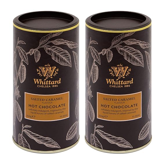 Whittard Chelsea | Hot Chocolate with Salted Caramel Flavour | Gift Set for Men and Women | Suitable for Vegans and Vegetarians | Compatible for use with Velvetiser | 2 Packs