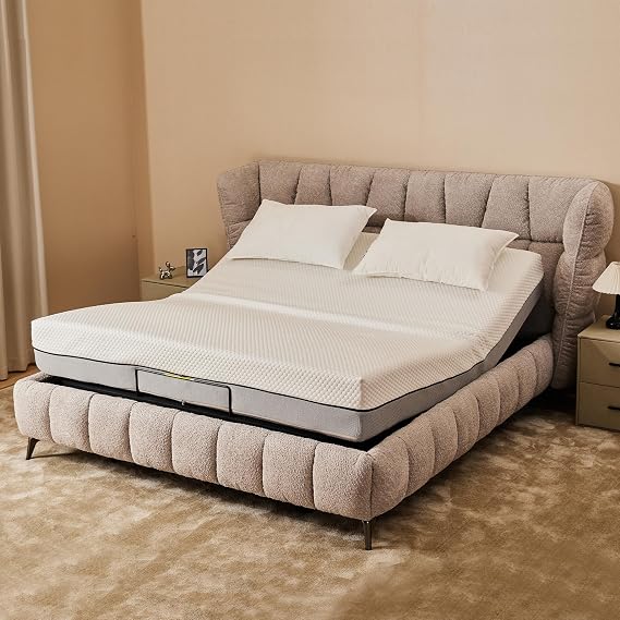 Adjustable Bed Base Frame Queen Bed Frame with Head and Foot Incline Wireless Remote Zero Gravity Quiet Motor Black Queen (King)