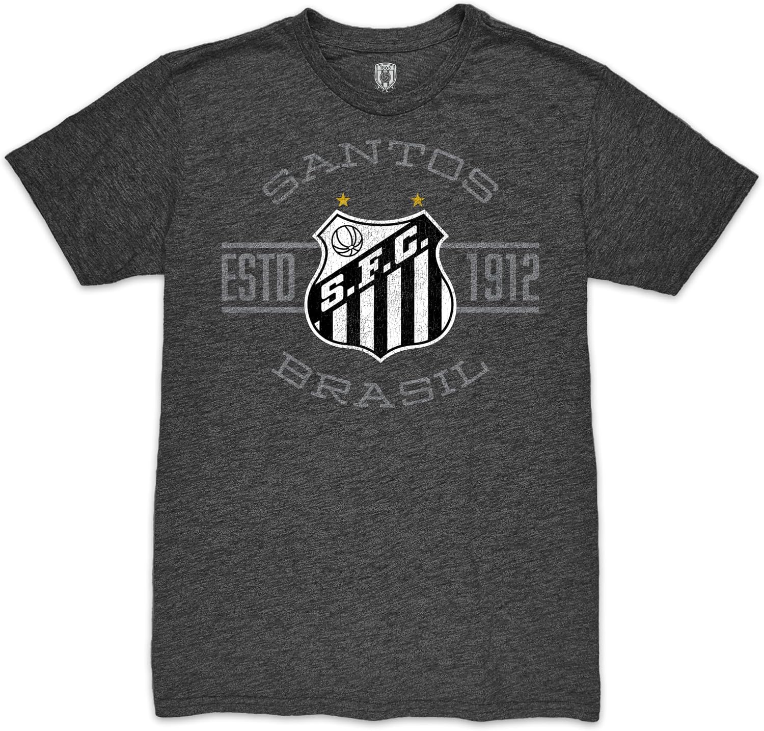Santos FC Football Club Brazil Established Bar Vintage Tri-Blend T-Shirt - Black