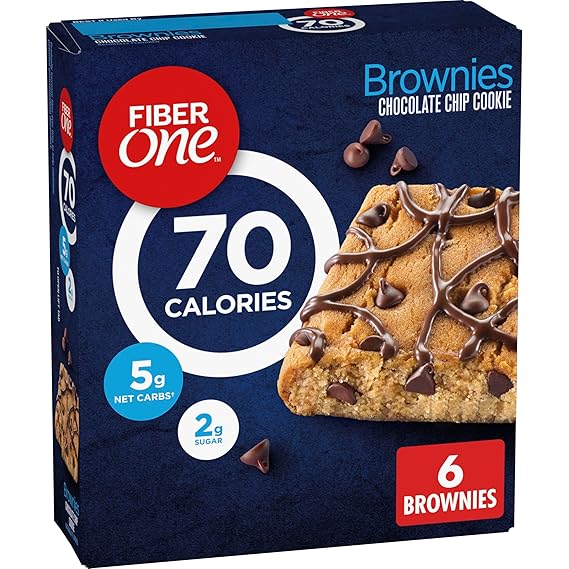 Fiber One 70 Calorie Chocolate Chip Cookie Brownies, 6 Bars, 5.34 oz