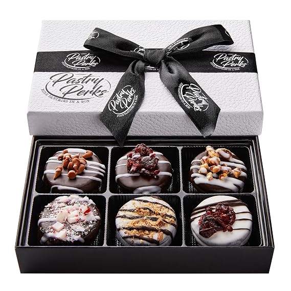 Pastry Perks Cookies Gift Basket 6 Gourmet Chocolate Covered | Gifts for Women & Men, Mom, Dad, Grandma | Thanksgiving, Stocking Stuffers, Corporate Gifts