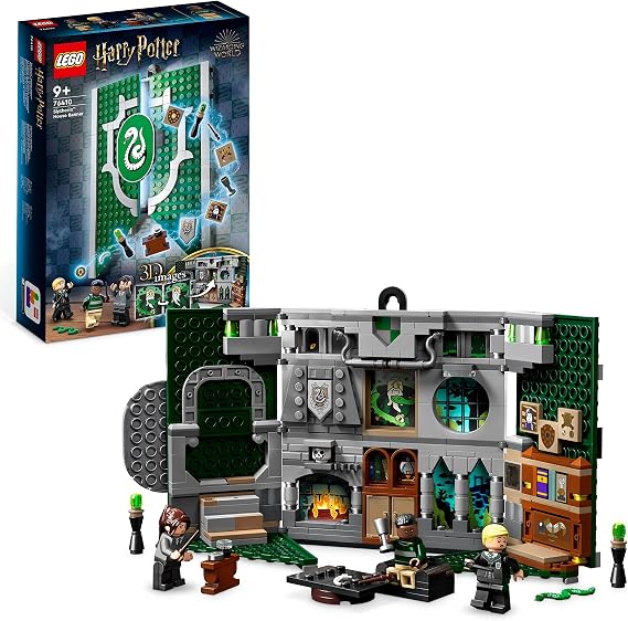 LEGO 76410 Harry Potter Slytherin House Banner Set, Hogwarts Castle Common Room Toy or Wall Display, Collectible Travel Toy with Draco Malfoy Minifigure
