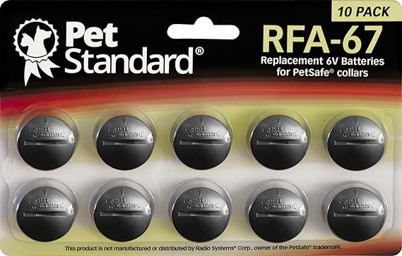 PET Standard RFA-67 Batteries for PetSafe Products, 10-Pack | Compatible with PetSafe battery-operated pet products and select receiver collars. Includes 10 RFA-67 6V batteries.