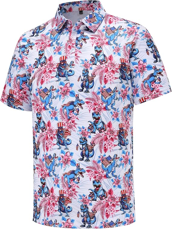 Mens Golf Polo Shirts Short Sleeve Dry Fit Performance Moisture Wicking Casual Funny Golf Polo Shirts for Men