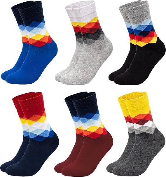 Occulto BUNTE SOCKEN für HERREN (6 PAAR) aus BAUMWOLLE in verschiedenen MUSTERN bunte HERRENSOCKEN BUSINESS SOCKEN RINGELSOCKEN