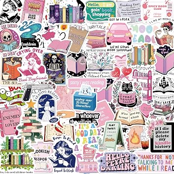 200 PCS Book Stickers for Kindle, Bookish Stickers for Adult, Reading Vinyl Waterproof Sticker Water Bottle Decals for Laptop Ebook Readers Water Bottles Journal Scrapbook