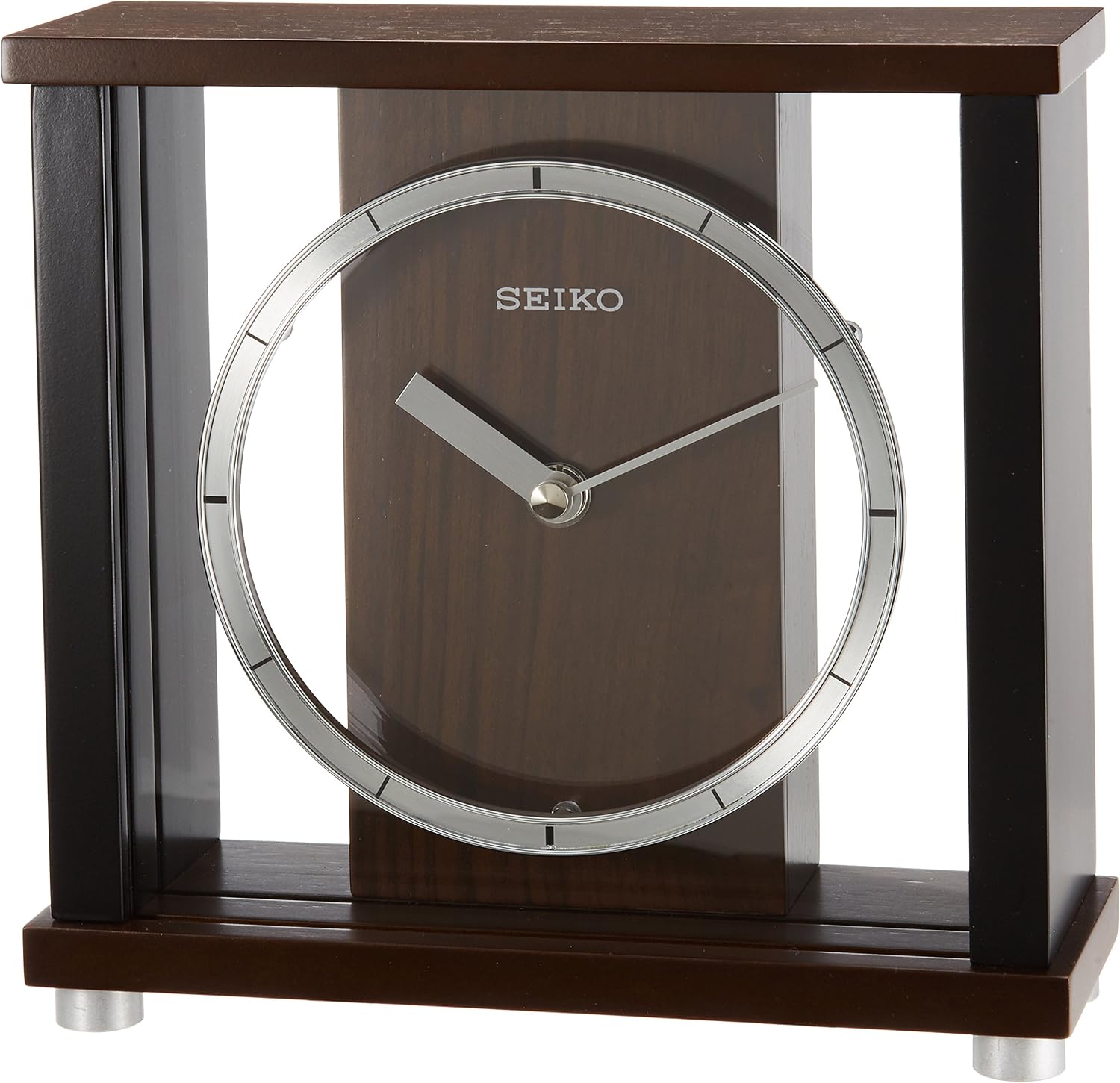 Seiko Clock Seiko Clock Table Clock Analog Wooden Frame Dark Tea Wood BZ356B SEIKO