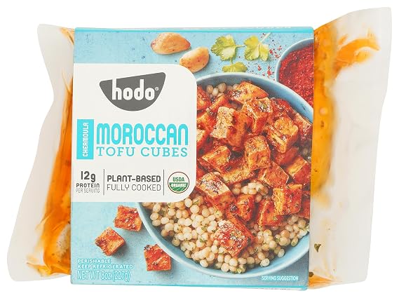 Hodo Moroccan Tofu | 64% DV Protein + 15% DV Fiber per package | Marinated in Chermoula blend | Great in Air Fryer | Stir Fry | Easy to Make | Healthy Vegan High Protein Meal or Snack