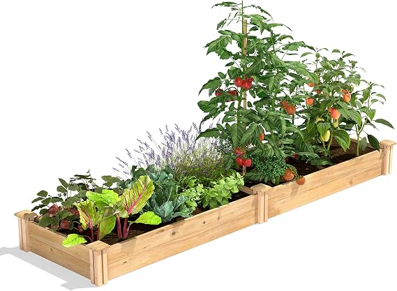 Greenes Fence Premium Cedar Raised Garden Bed, 2' x 8' x 7" (3/4" Thick) (3-Pack) - Made in USA with North American Cedar