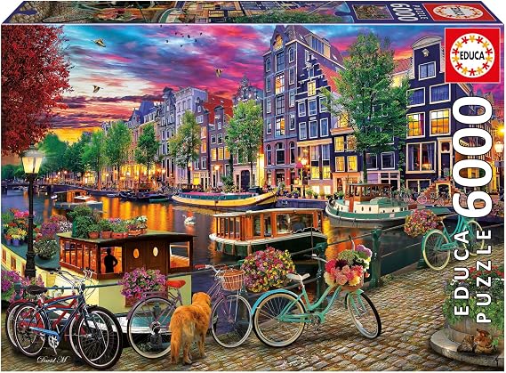 Educa - 6000 Piece Puzzle for Adults | Cycling in Amsterdam. Includes Missing Piece Service. Measurements: 156 x 107 cm. from 14 Years Old (20330)