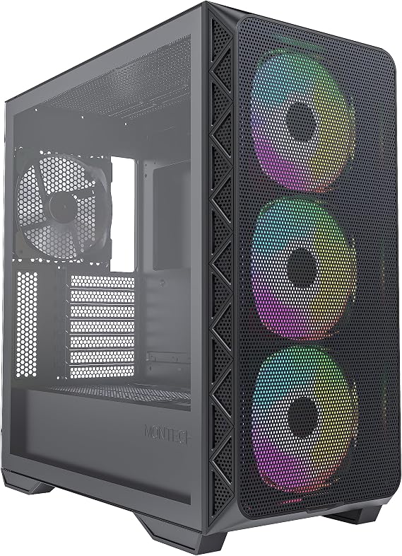 Montech AIR 903 MAX 4 Fan 3 x 140mm ARGB fan and 1x140mm PWM Fan Medium Size Tower, Tempered Glass, USB TYPE-C Port and 2x USB3.0 Port Black