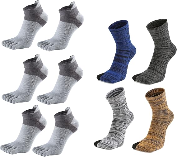 Fasot Men 6 Pairs Toe Socks and 4 Pairs Tabi Socks Set Cotton Wicking