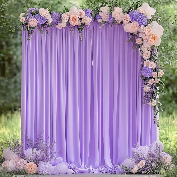 Wokceer Lavender Purple Backdrop Curtain for Parties 10x8FT Photo Backdrop Drapes for Wedding Party Curtain Backdrop for Photoshoot Baby Shower Birthday Photography Background 2 Panels 5x8FT