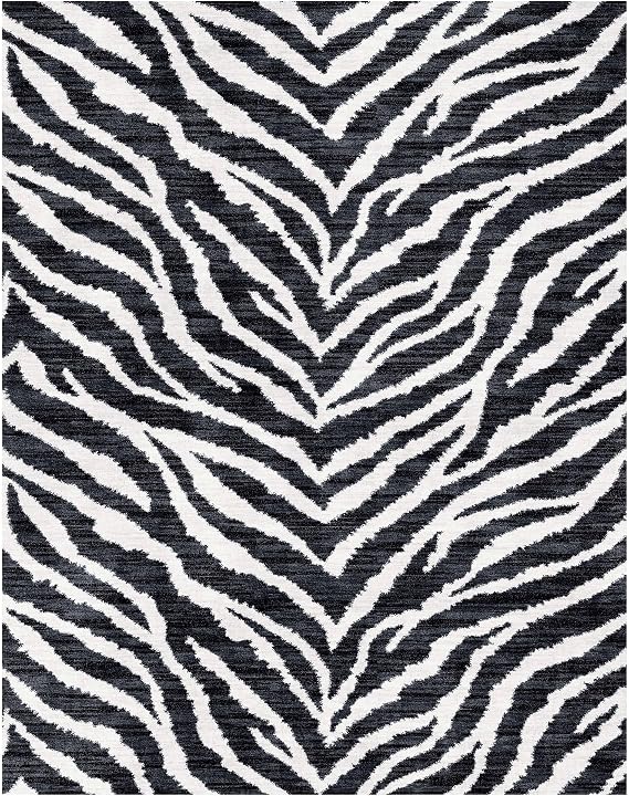 Gertmenian Indoor Easy-Care & Washable Area Rug 5x7 Standard, Ideal for High Traffic Areas in Living Room, Bedroom, Entryway Safari Black White, 23279