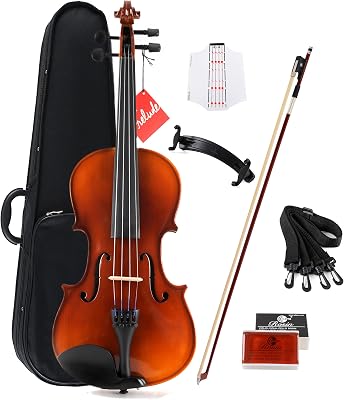 Aileen Solidwood Ebony Kids Students Beginners Violin Rental Shop Preference Outfit with Case, Rosin, Premium Strings, Shoulder Rest, Fingerboard Sticker 44
