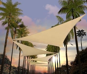 Amgo Custom Size 4' x 4' x 4' Beige Triangle Sun Shade Sail UPF50+ AGTAPT20, Order to Make Canopy Awning, 95% UV Blockage, Water & Air Permeable, Commercial Standard (We Customize)