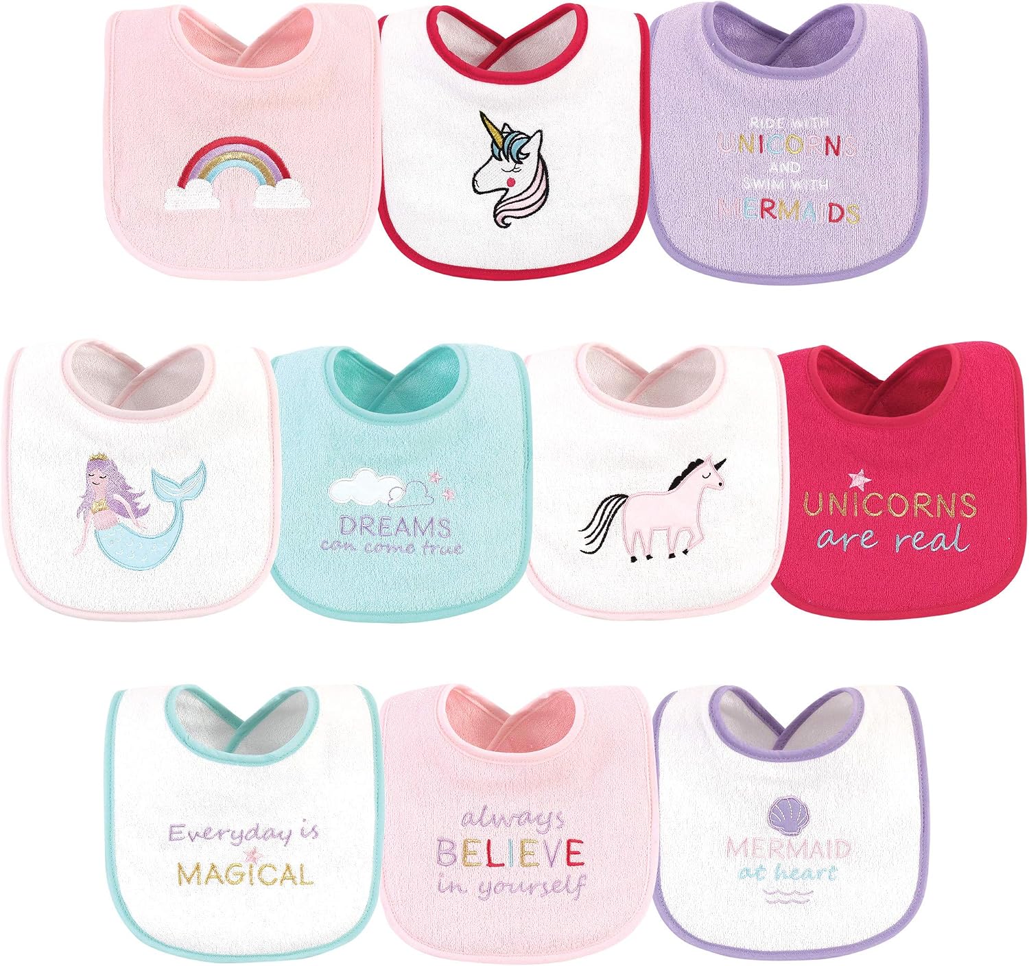 Luvable Friends Unisex Baby Cotton Terry Drooler Bibs with Fiber Filling