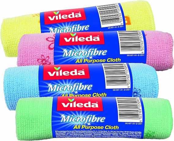 Vileda Microfibre Cleaning Cloth multirollo, Pack of 1 (Assorted Color)