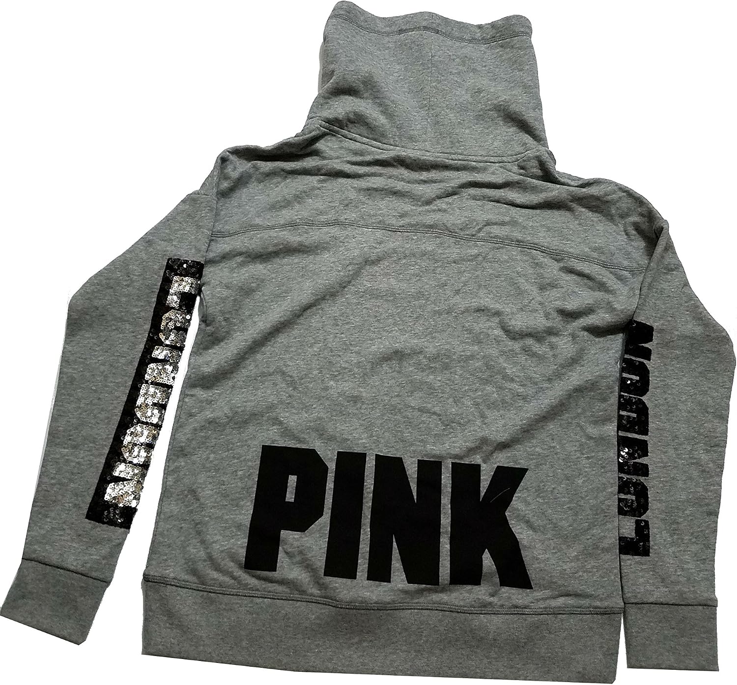 Victorias Secret Pink Bling Cowl Neck Pullover Sweatshirt X-Small Gray