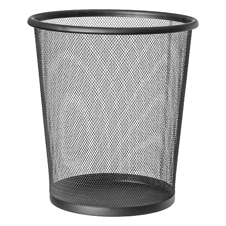 art moon Mesh | 699768 | Paper Basket Mesh Trash Can Black Office | Steel, Black | 12 L Capacity | 26.5 x 29.5 cm