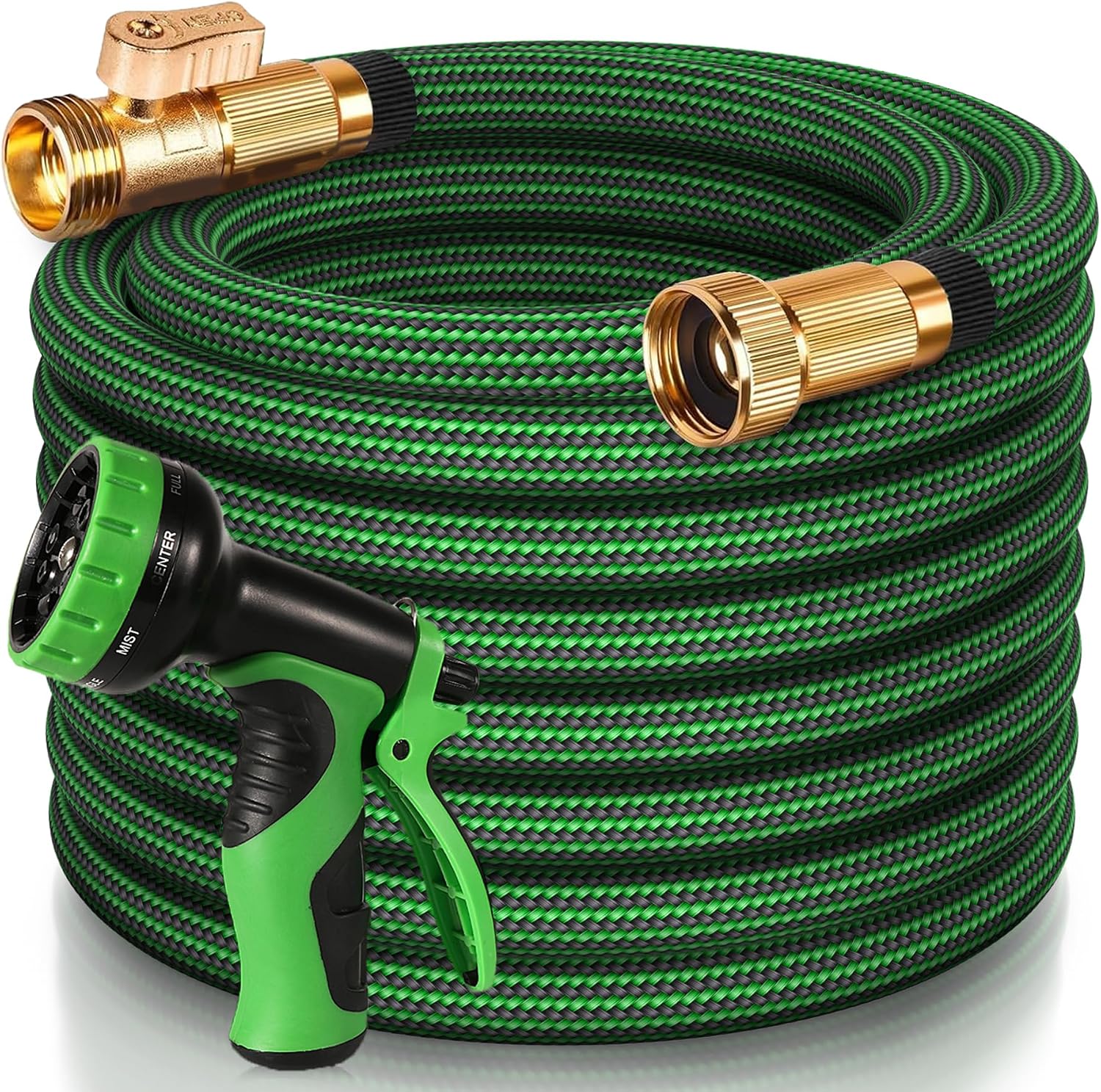 50 FT Garden Hose, 2025 New Flexible Water Hose 50FT with Leakproof Solid Brass Fittings, Reinforced Extra Strong Outer Fabric & Durable 3-layer Inner Core, Ultra Lightweight, No Kink, No Tangle