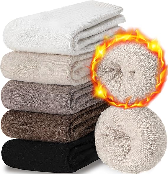 EBMORE Womens Merino Wool Socks Thermal Warm Winter Thick Boot Cosy Crew Cabin Ladies Work Soft Walking Hiking Socks 5 Pairs