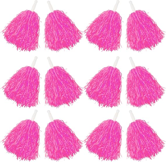 Comicfs 12 PCS Cheerleading Pom Poms Sports Dance Cheer Plastic Pom Pom with Plastic Handles for Sports Team Spirit Cheering, Party Dance Sports