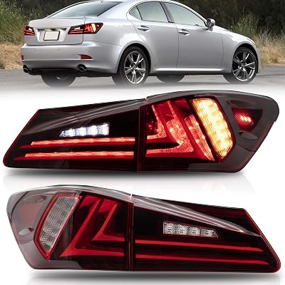 VLAND Tail lights Assembly Fit for Lexus IS 2nd Gen 2006-2012 Lexus IS250, IS350, IS220d, 2008-2015 ISF 4-Door, Plug-and-play, Red