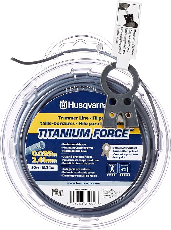 Husqvarna String Trimmer line .095-Inch 50ft Spool Titanium Force High Efficiency Long Life Faster Acceleration