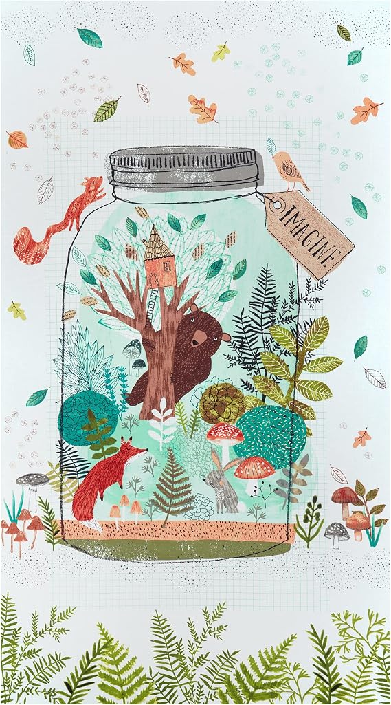 Clothworks Imagine Terrarium 24" Panel White, Fabric by The Yard