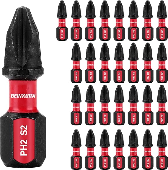 Geinxurn Impact Tough #2 Phillips 1 in. Insert Driver Bits,30Pack Bulk PH2 Screwdriver Bits Set