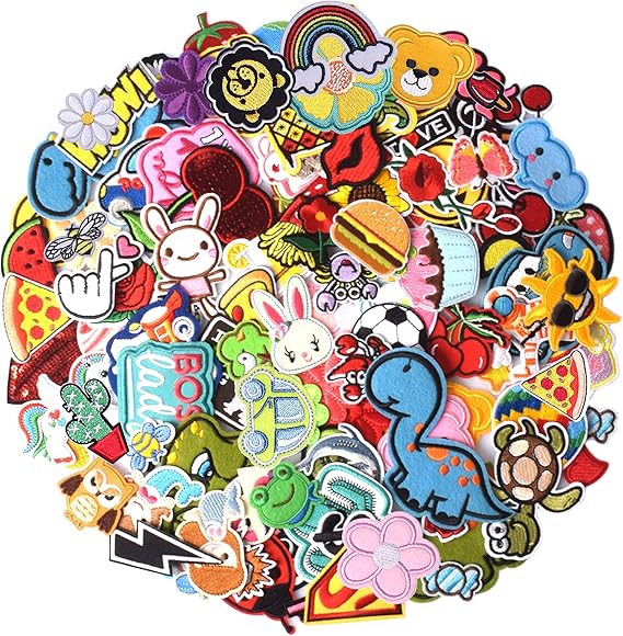 60PCS Random Assorted Styles Embroidered Patch Sew On/Iron On Patch Applique Clothes Dress Pants Hats Jeans Sewing Flowers Applique DIY Accessory