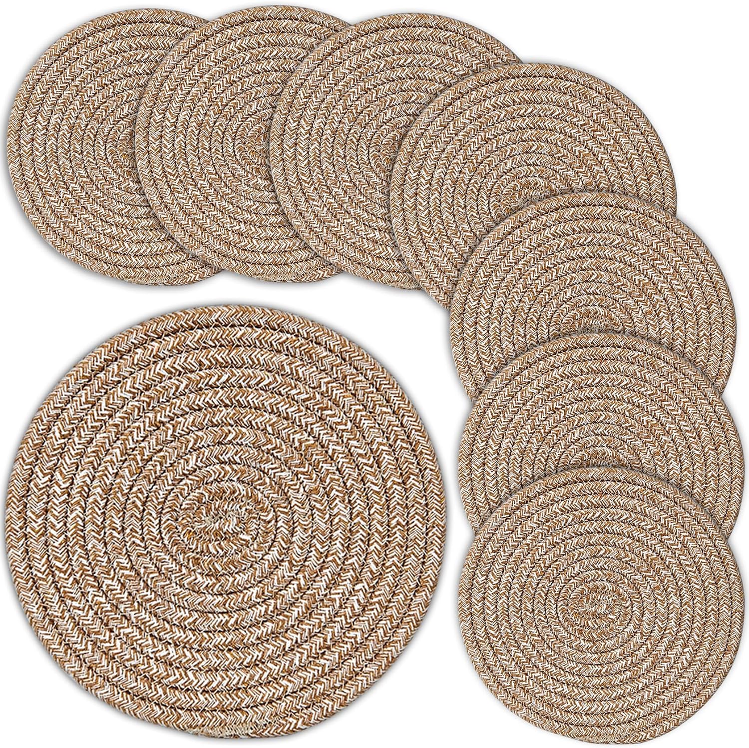 Pot Holders Trivets Set,Potholders for Kitchens, 100% Pure Cotton Thread Weave Trivets for Hot Dishes/Pot/Bowl/Teapot/Hot Pot Holders (24 cm, 8pack)