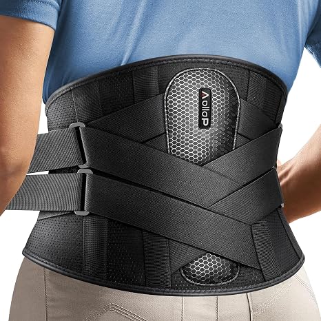 Back Support Belt for Lower Back Pain for Men Women, 8X Powerful Back Brace Bionic Support System with Soft 3D Pad, Breathable Lumbar Support Belt for Sciatica,Herniated Disc,Scoliosis(Black,M)