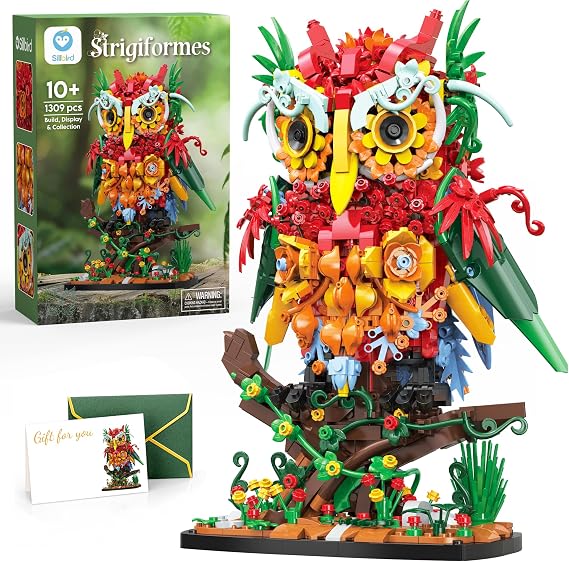 Sillbird Owl Flower Building Sets for Adults, Gifts for Women Mom Girls 10+