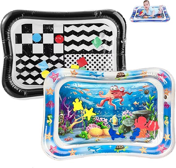 PandaEar 2 Pack Baby Tummy Time Water Mat, Inflatable Water Play Mat Toys | Sensory Water Play Mat, Tummy Time Development for Infants Newborn Toddlers 3-24 Months Girls and Boys