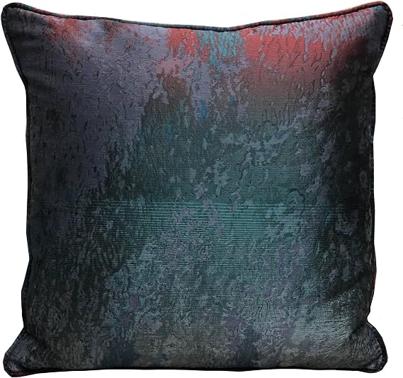 Plutus Brands Bleu Velour Blue, Green, Red Luxury Throw Pillow