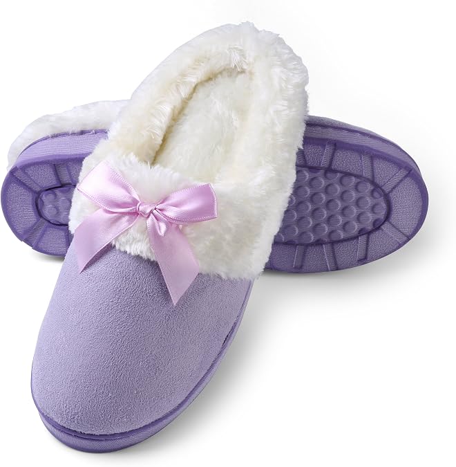 House Warming Fleece Scuff Slipper Non Slip Slip On Home Slippers