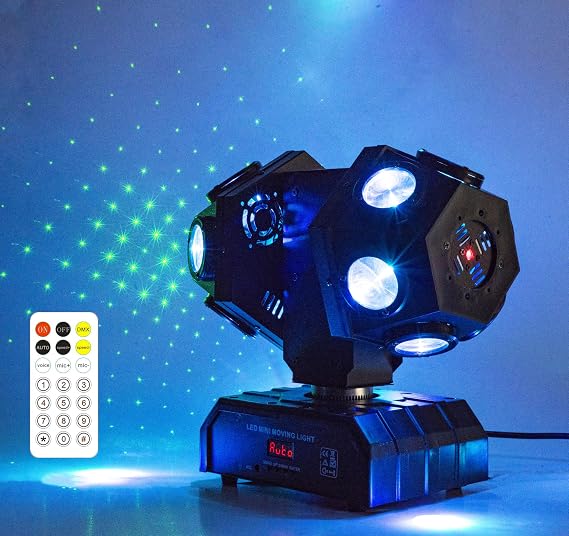 Remote Control Moving Head DJ Light 12LEDs Rotating Stage Beam Lights Uplighting Pinspot Lights for DJ KTV Disco Party Wedding Concert Festival