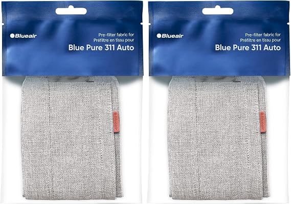 BLUEAIR Blue Pure 311 Auto Light Gray Pre-filter, Washable Fabric Traps Pollen, Pet Hair & Dust, Winter Reed (Pack of 2)