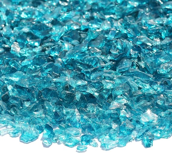 QYGL Crushed Glass for Resin Art, DIY Crafts, 0.9LB Turquoise 3-6mm