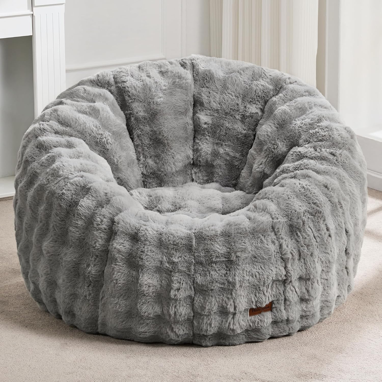 Hobestluk Bean Bag Armchair Oversized Bean Bag Chair for Adults Doughnut Shape Large Bean Bag with Spacious Design for Living Room Bedroom or Reading Corner (Bubble Grey)