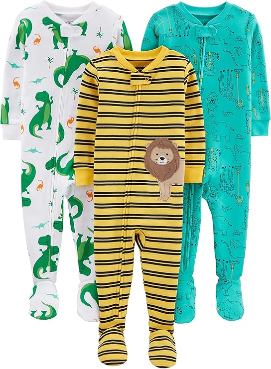 Simple Joys by Carter's Baby Boys 3 pack Snug Fit Footed Cotton Pajamas
