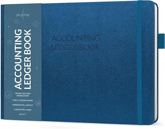 Skyline Accounting Ledger Book for Bookkeeping Business, Mystic Blue